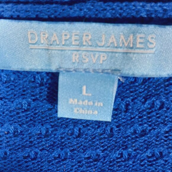 Draper James RSVP Royal Blue Textured Dot Lt. Wt., Cardigan Sweater - Size Large - Picture 2 of 16